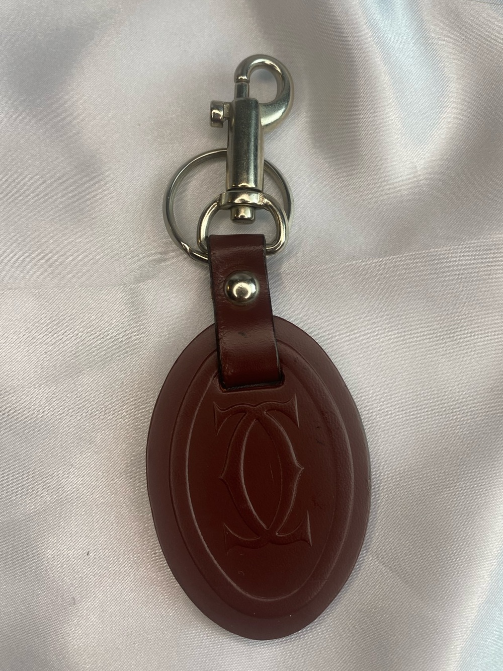 Cartier Must de Cartier Burgundy Leather Key Ring Bag Charm Made in Italy